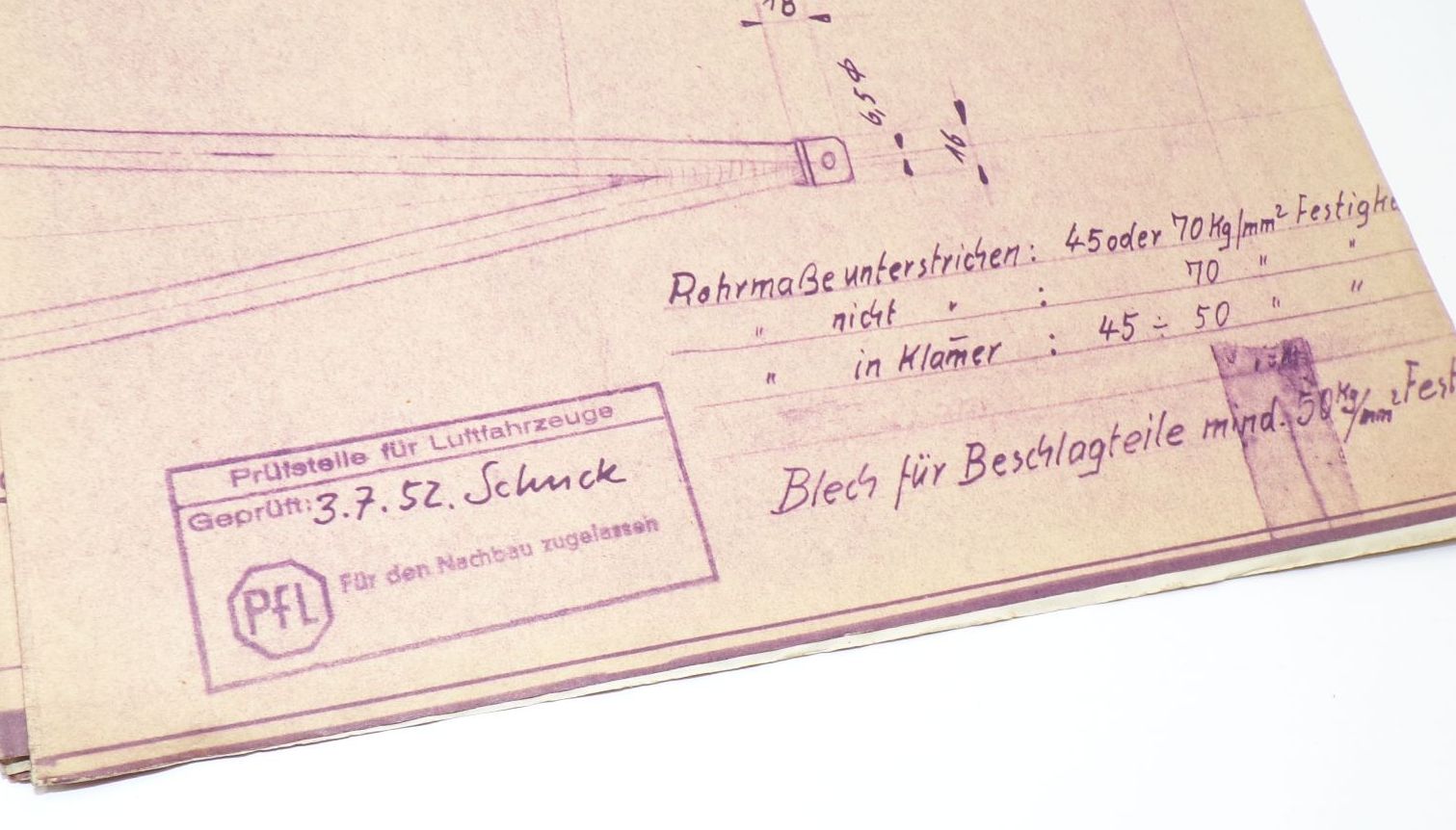 Mappe Baupläne Scheibe Flugzeugbau Dachau 1955 Mü13E Bergfalke 