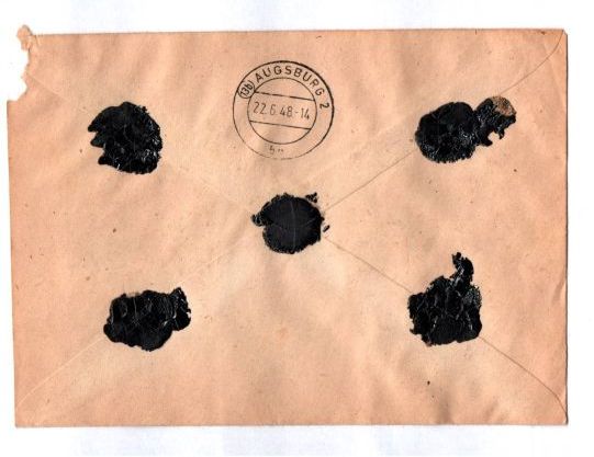 Brief Friedberg bei Augusburg1948 Bizone Mischfrankatur V Vignette 1948 