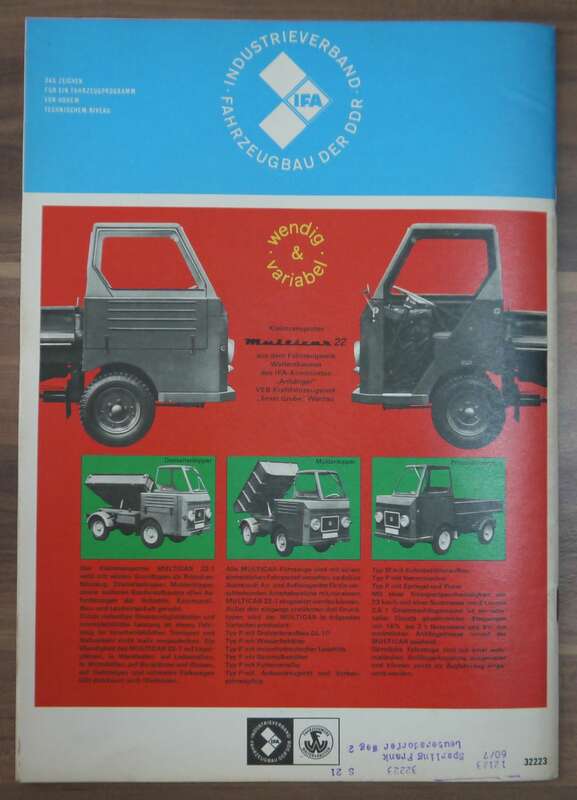 Neuheiten bei MZ Beurteilung Wartburg Tourist de Luxe KFT Juli 1971 Kleintransporter