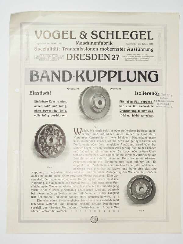 Vogel Schlegel Maschinenfabrik Dresden Werbe Blätter Prospekt um 1910