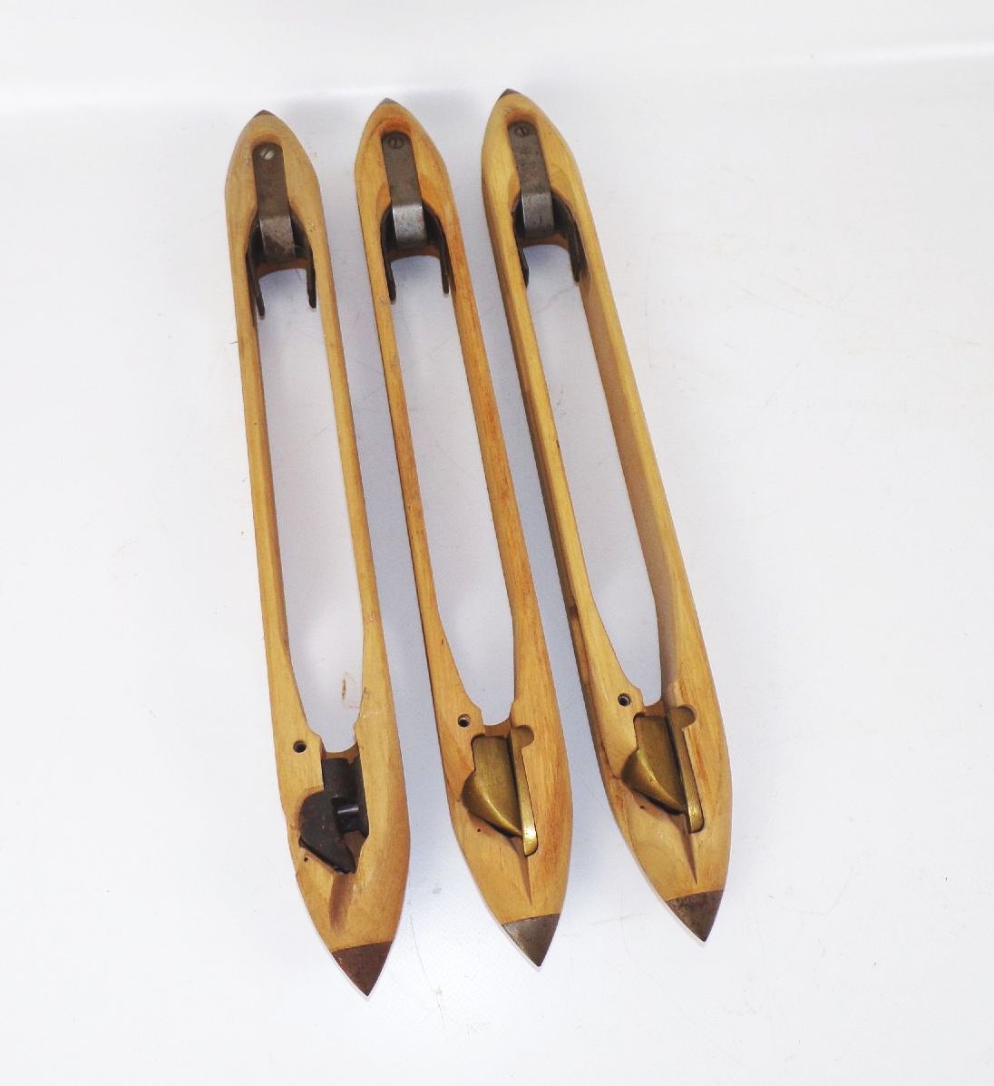Altes Weber Schiffchen 3 Stück Schnellschütz für Webstuhl 