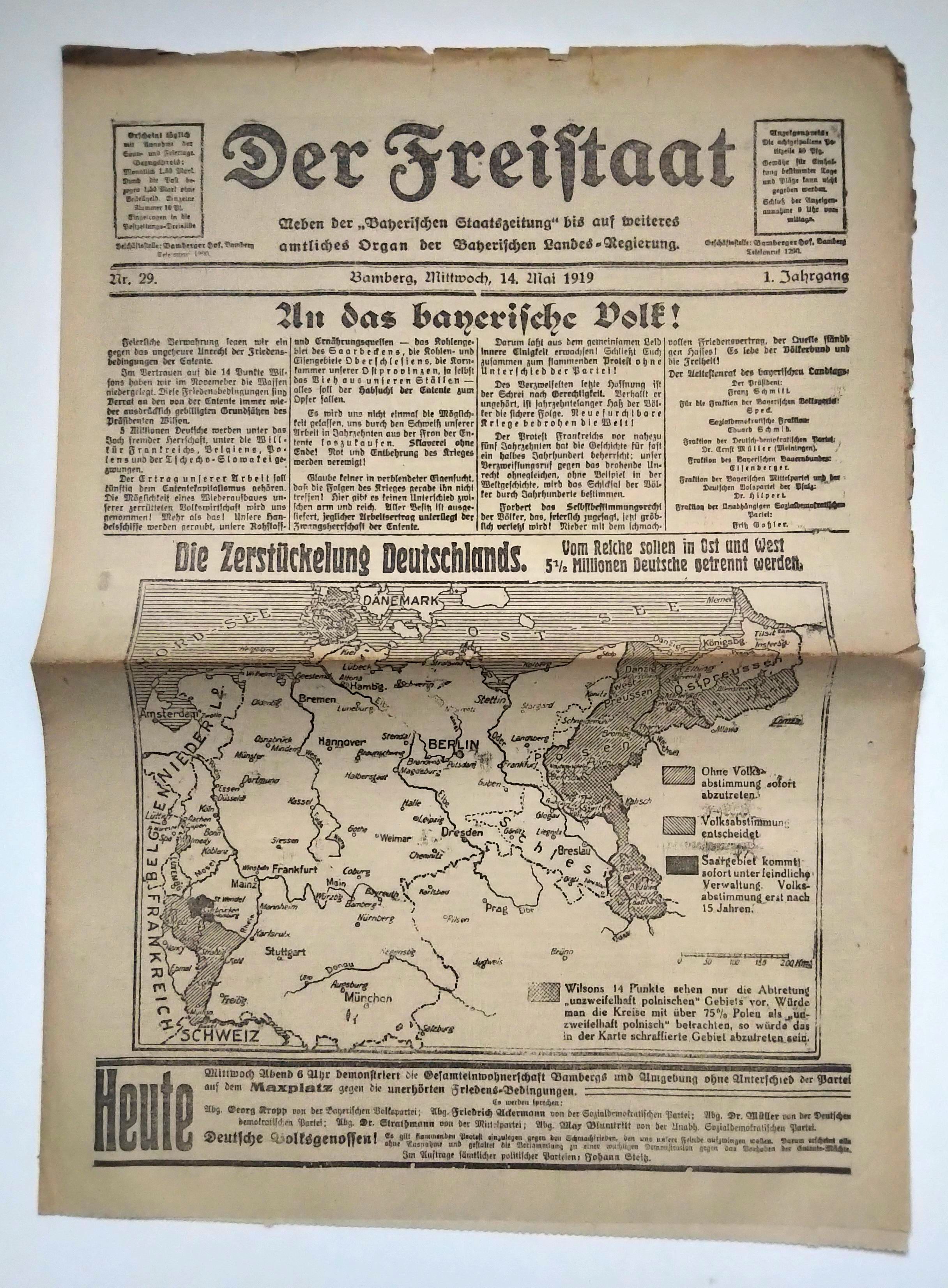 Der Freistaat alte Zeitung 1919 Nr 29 Deutsches Reich Ost und West Der Freistaat alte Zeitung 1919 Nr 29 Deutsches Reich Ost und West