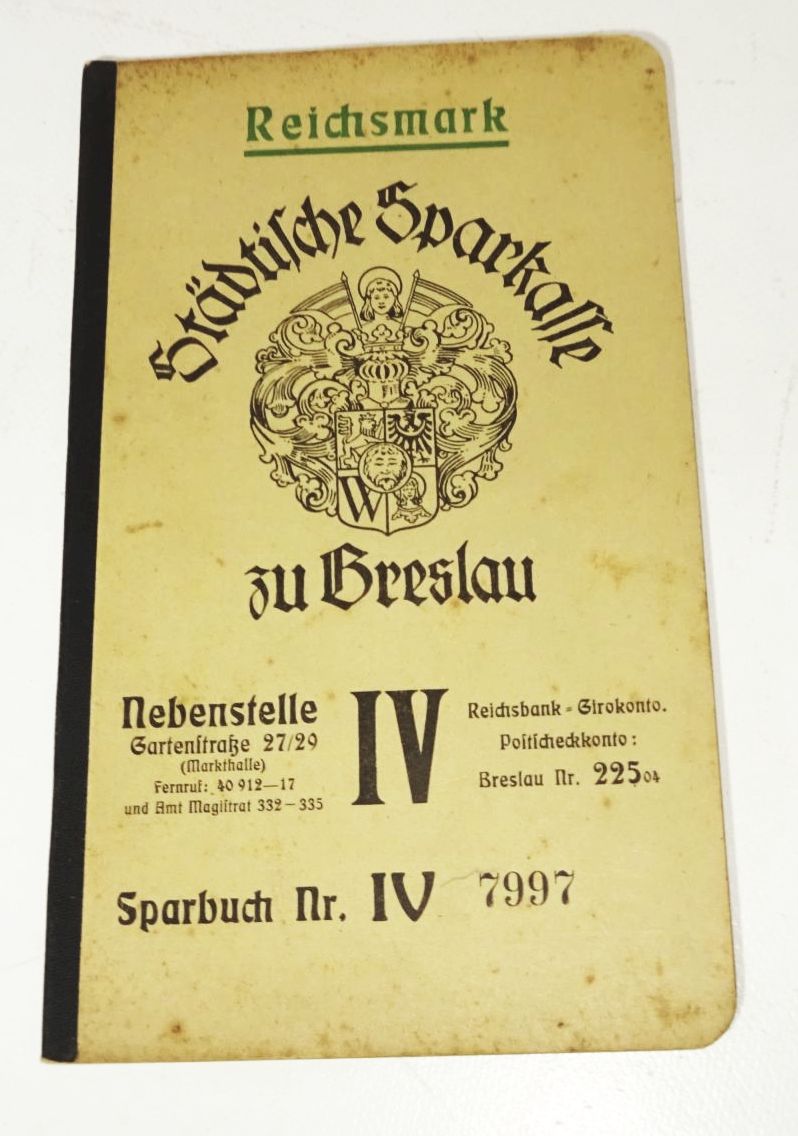 Sparkassenbuch Breslau Schlesien Wroclaw 4 Stück vor 1945