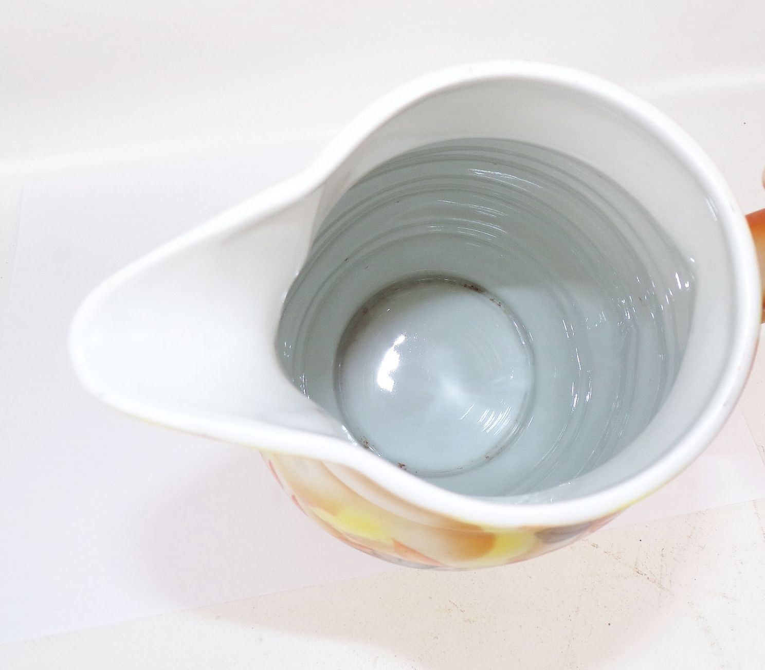 Alte Spritzdekor Kakaokanne Blumen 