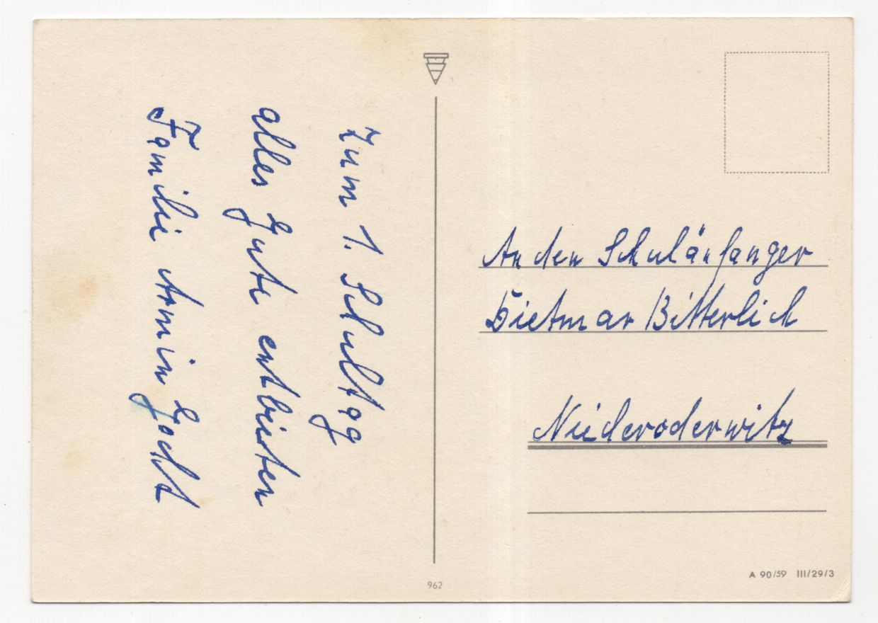Ak Hanna Roth Schaberschul 1959 Bube trägt Schultüte Schulanfang Ak Hanna Roth Schaberschul 1959 Bube trägt Schultüte Schulanfang