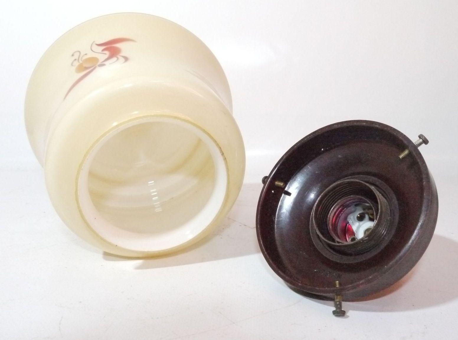 Glas Lampenschirm altes Lampenglas gelb Muster Blume Ersatzglas