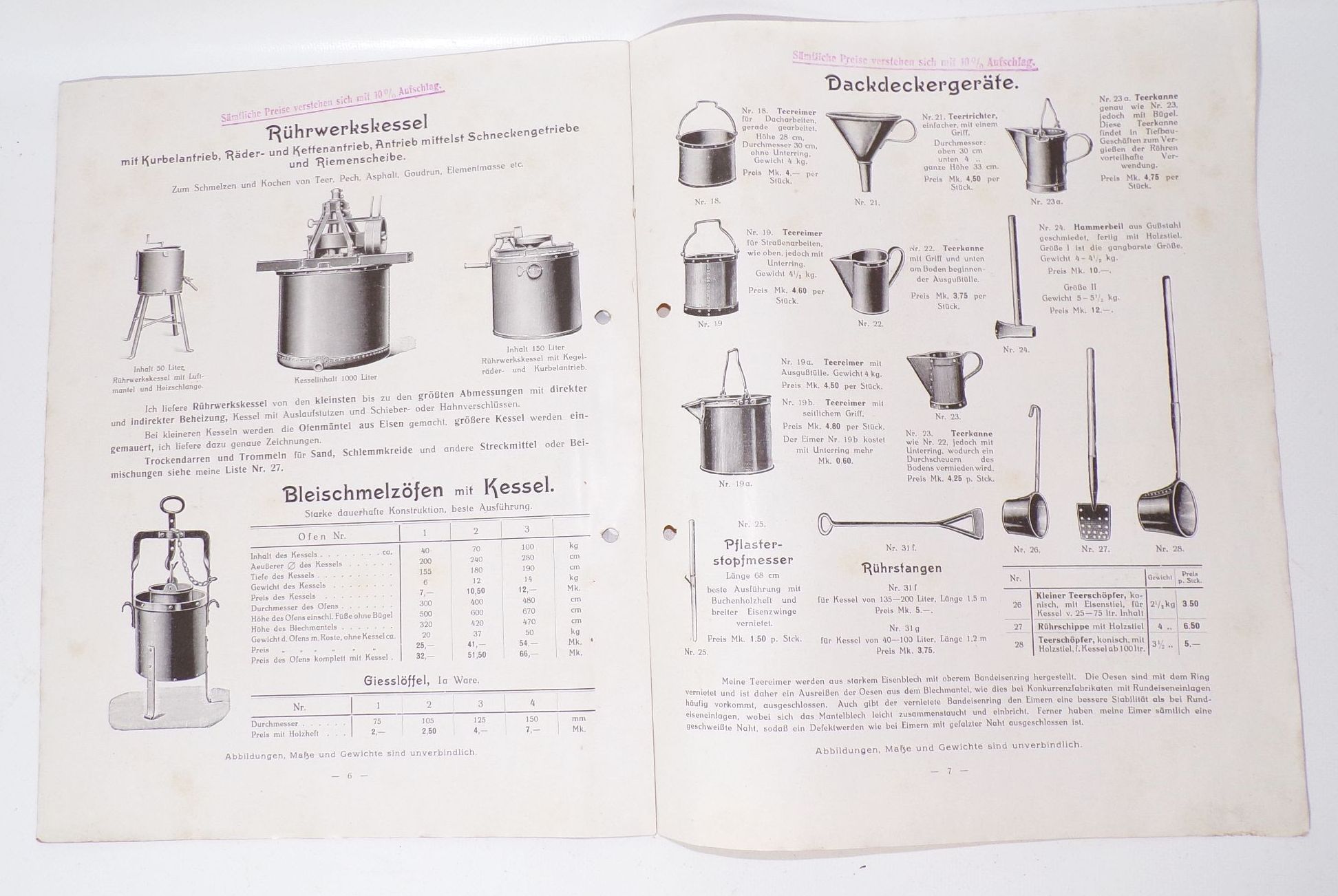 Alte Prospekte Teeröfen und Kessel Günther Neusalza Spremberg um 1910 