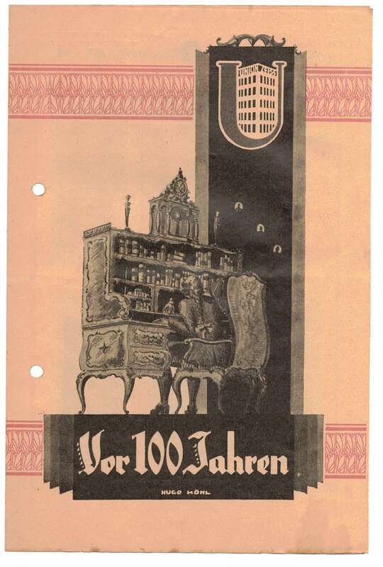 Reklame Prospekt Büromöbel Union-Zeiss Frankfurt am Main 1930er 