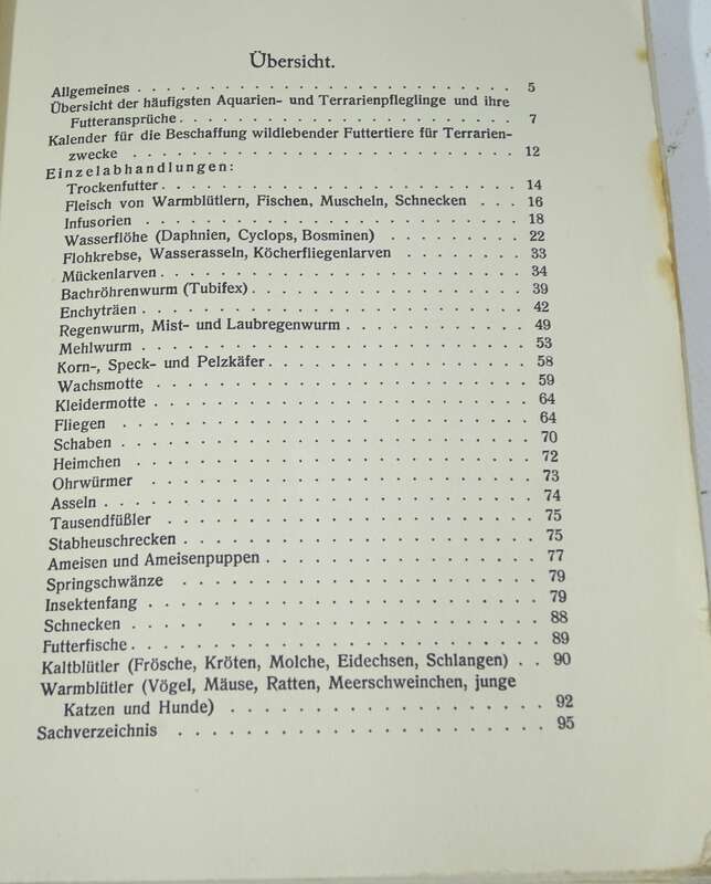 Hans Geyer Praktische Futterkunde Aquarien Terrarien Fische Reptilien 1929