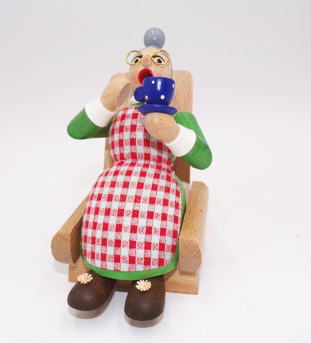 Räuchermännchen Rauchfrau Oma Erzgebirge Handarbeit Kunstgewerbe Lutherer