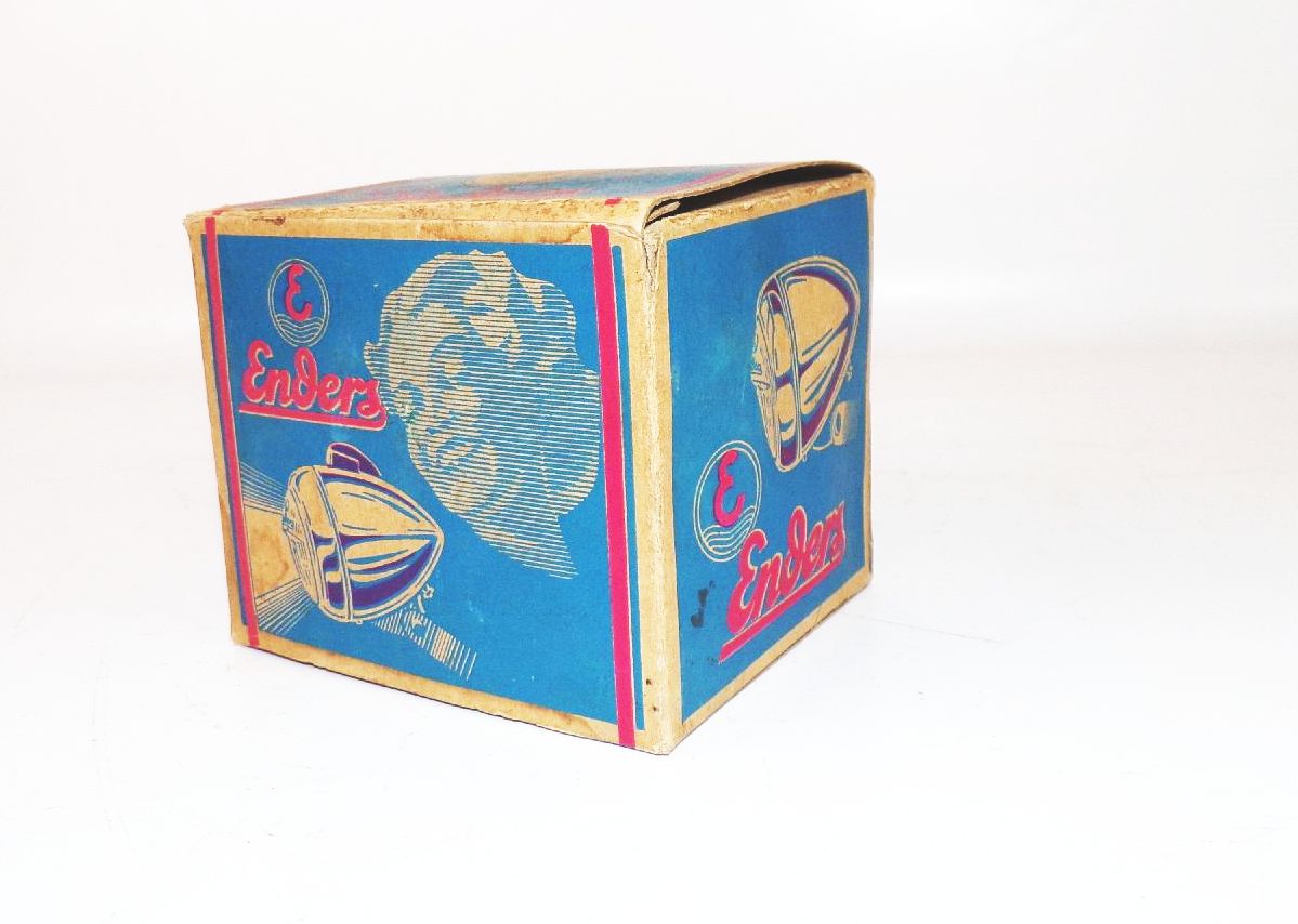 Alter Originalkarton Enders Fahrradlampe Scheinwerfer bicycle Reklame 