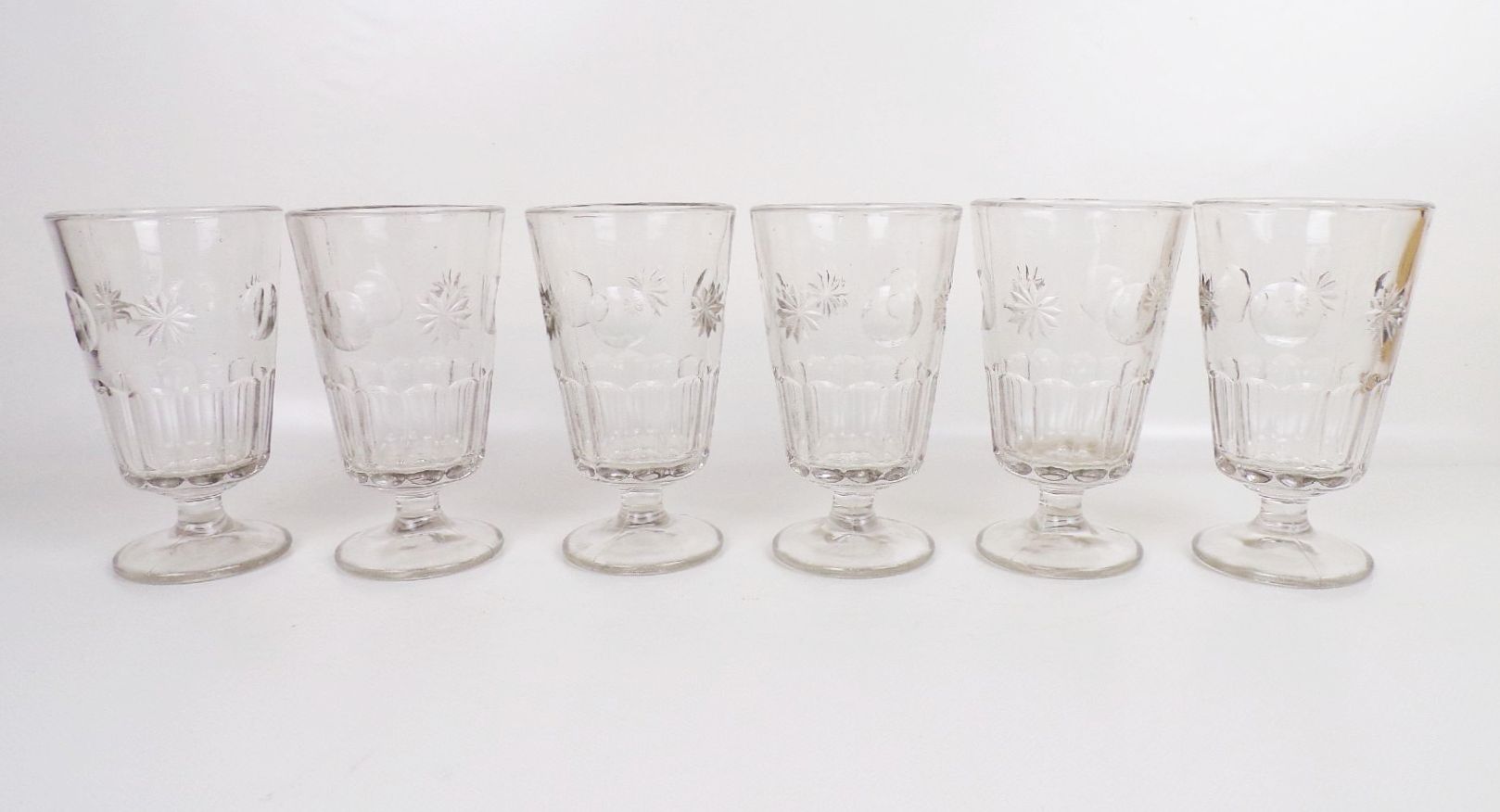 Alte Groggläser Pressglas 6 Stück Set Glasset Grogglas true vintage 