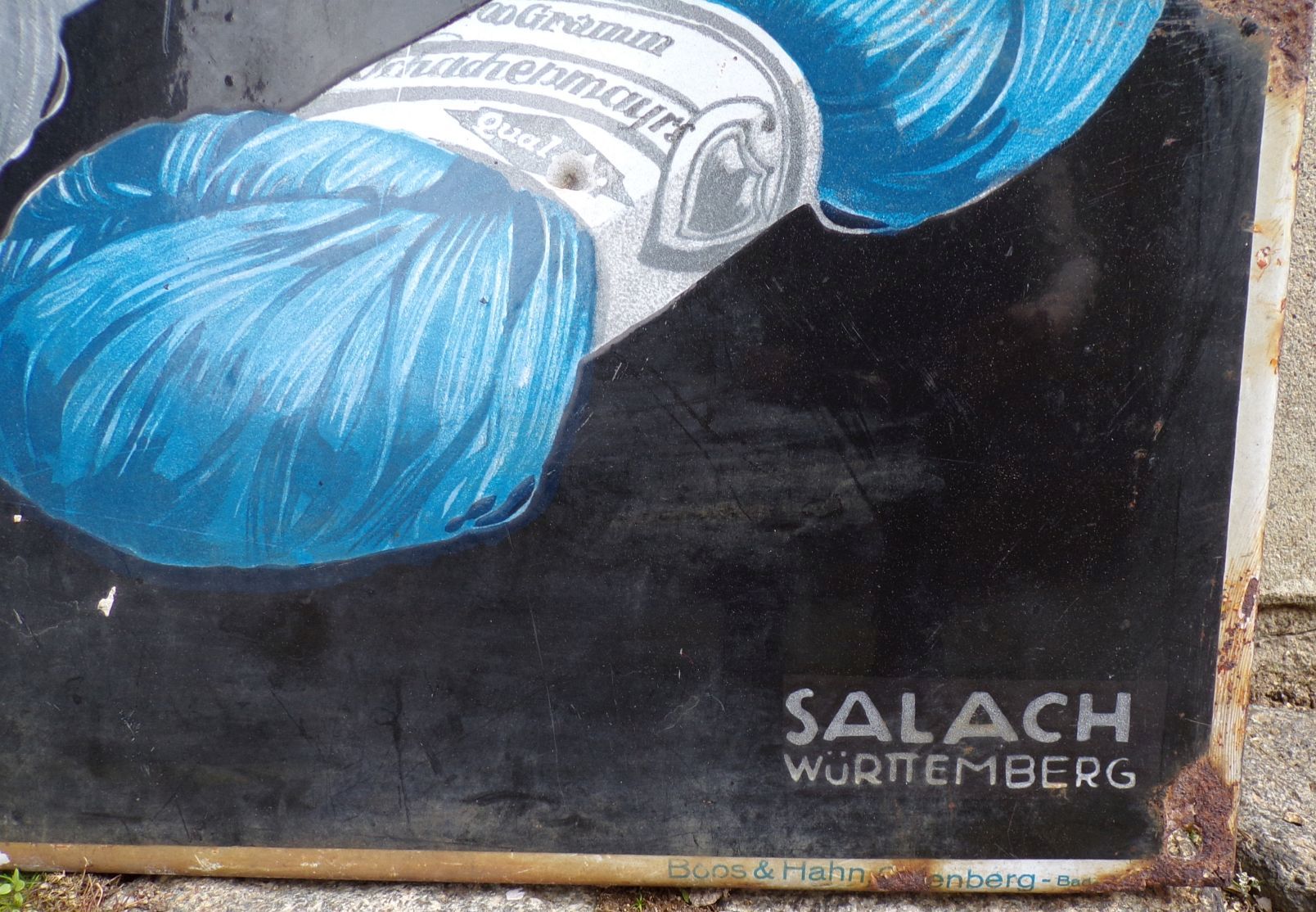 Altes Emailschild Schachenmayr Wolle Salach Württemberg Reklame Schild