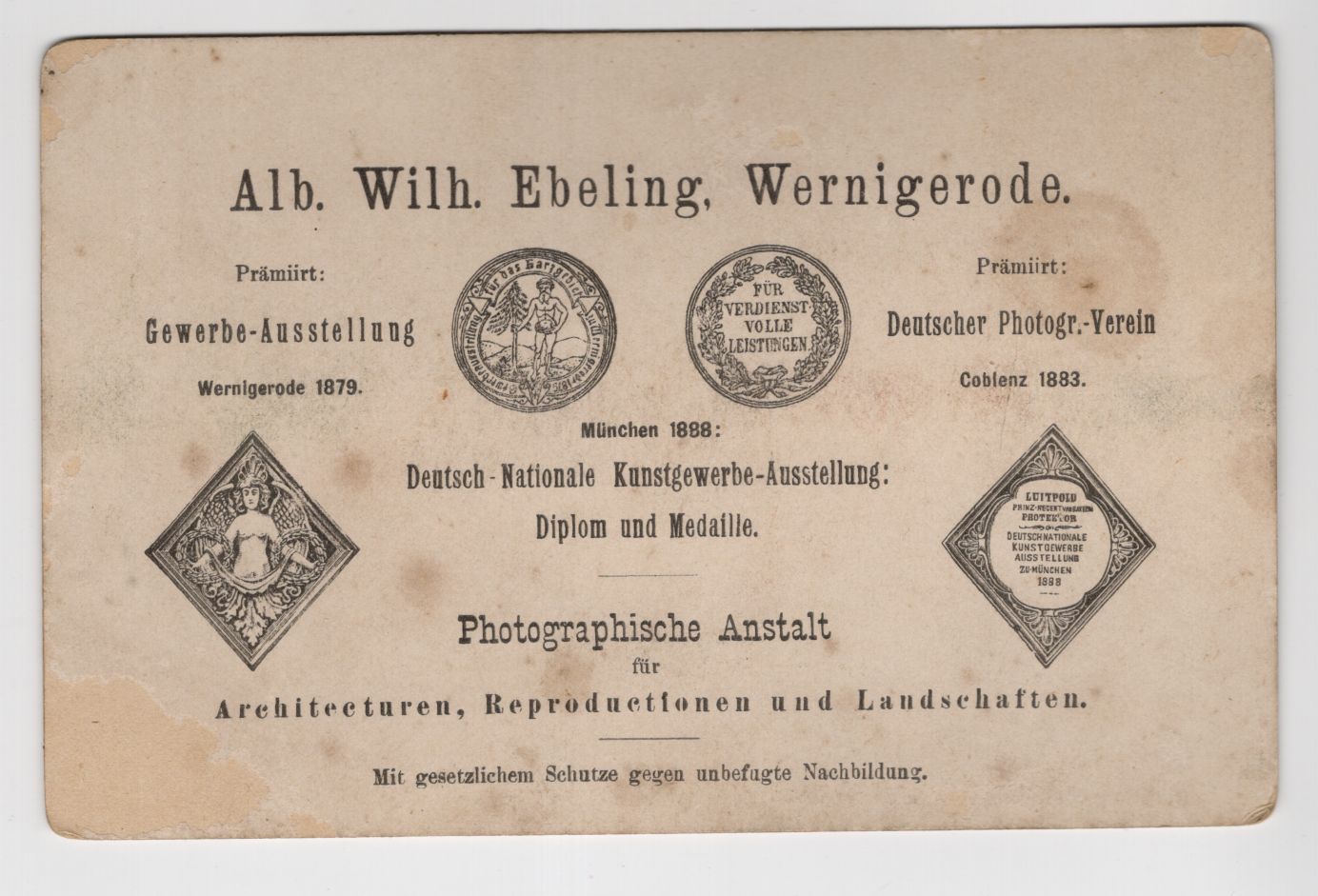 Kabinettfoto Wernigerode Breitestraße 72 Laden Geschäftshaus um 1890