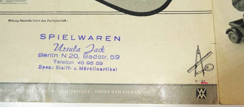 Prospekt Wiking 1957 Modellautos 