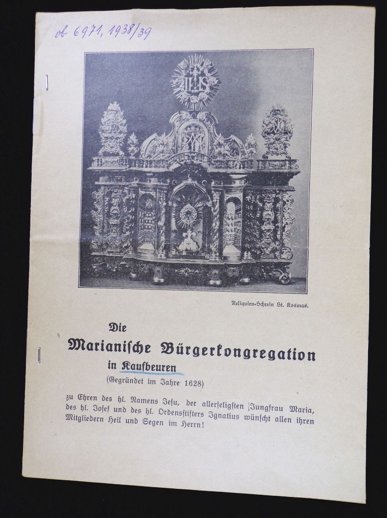 Jahresberichte der Marianischen Bürgerkongregation Kaufbeuren 18 Hefte