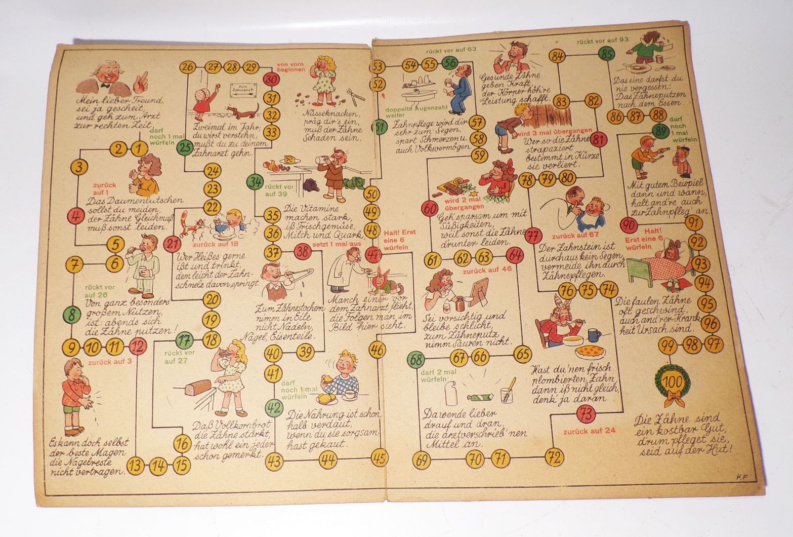 Der Zahnonkel Brettspiel Kurt Flemig 1940er 1950er Zahnarzt Spielbrett 