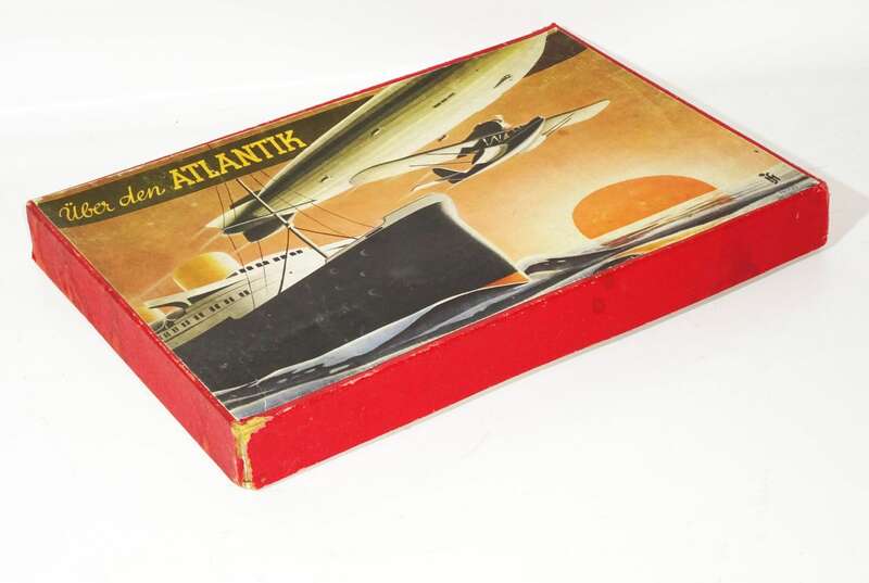 Über den Atlantik Zeppelin Scholz Mainz Brettspiel 1930er Zinnfiguren