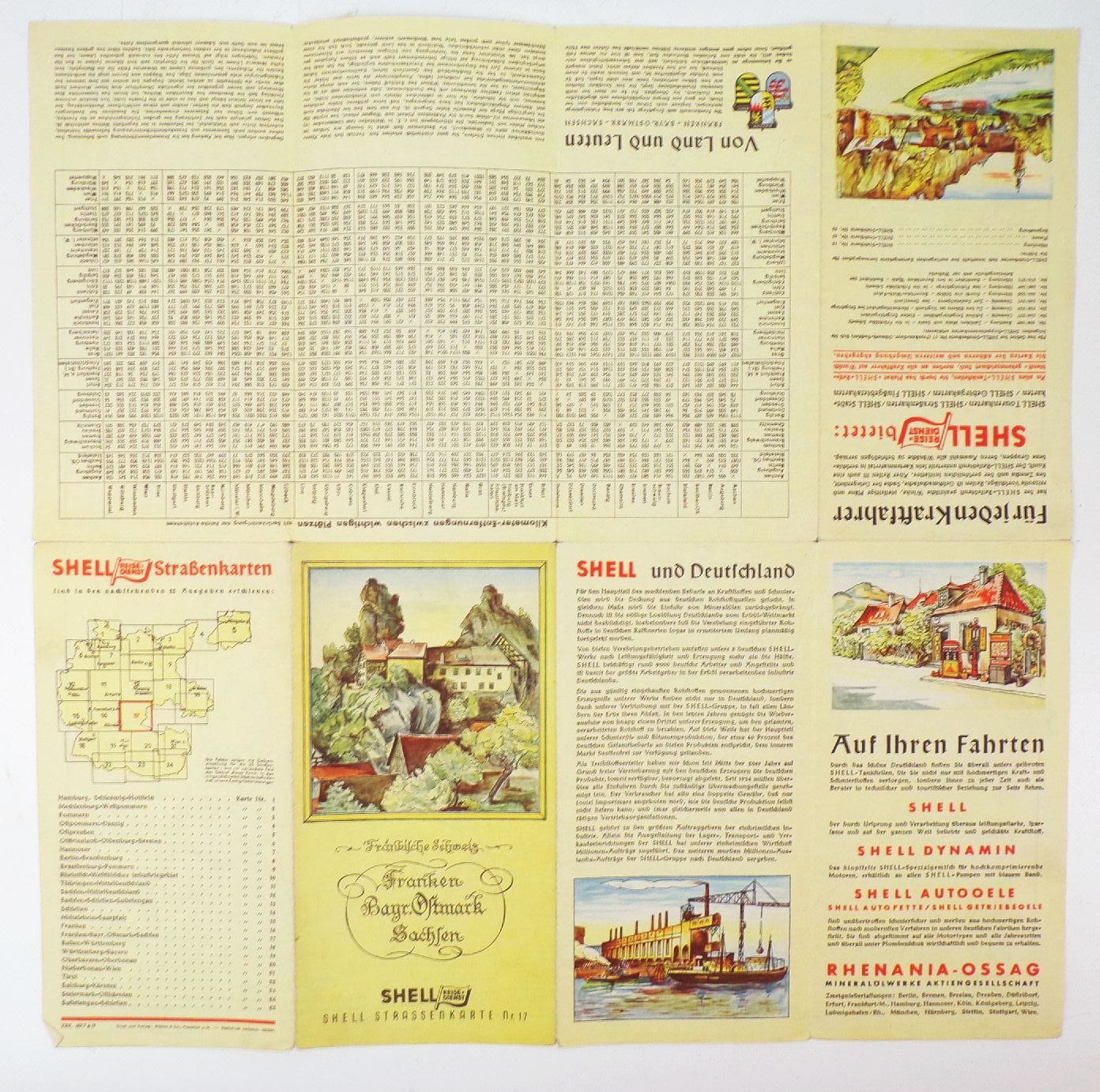 Shell Reisedienst Franken Bayern Ostmark Sachsen Nr 17 Landkarte um 1930
