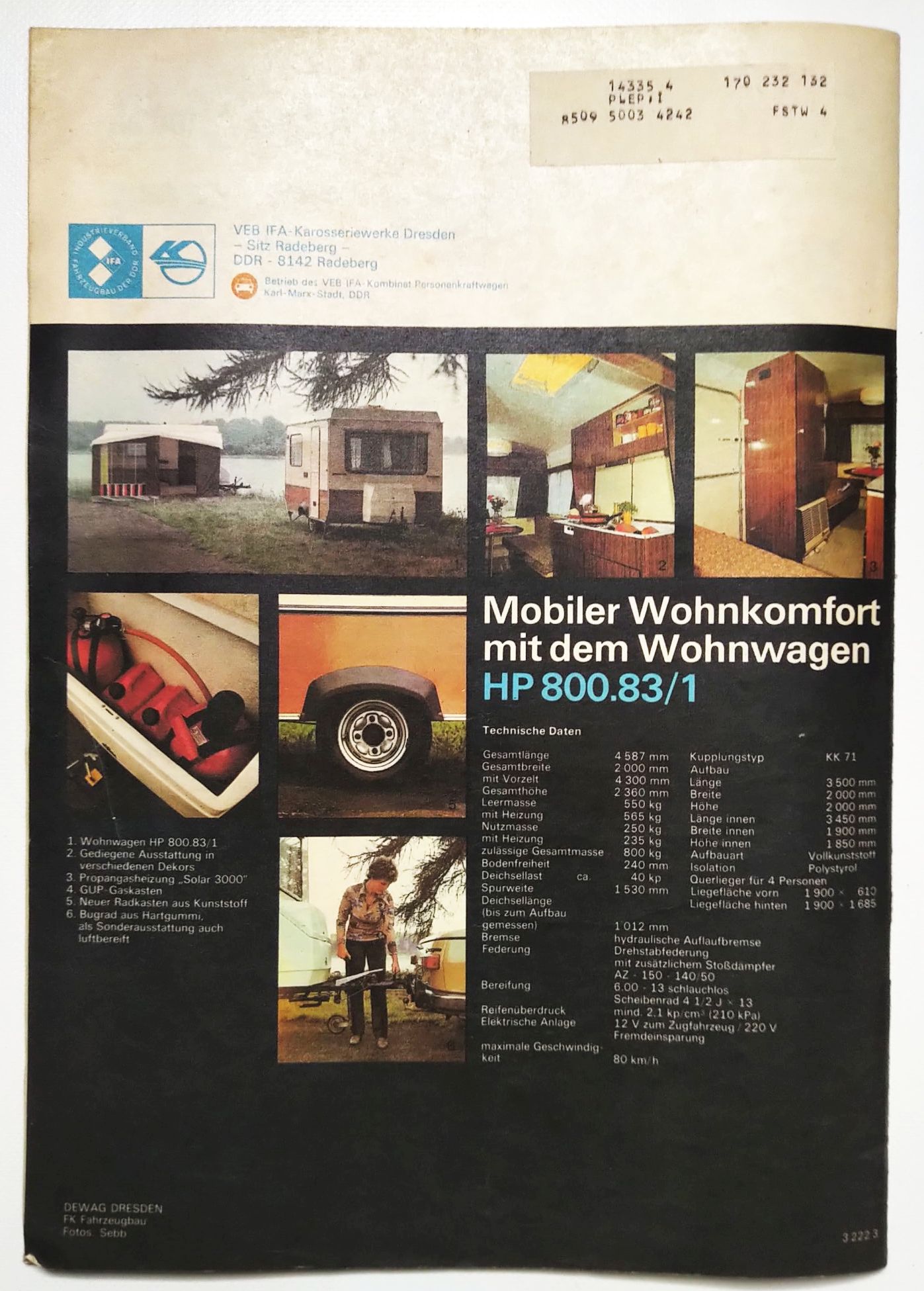 DDR Zeitschrift KFT Nr 4 Wohnwagen HP80083 Kraftfahrzeugtechnik 1982