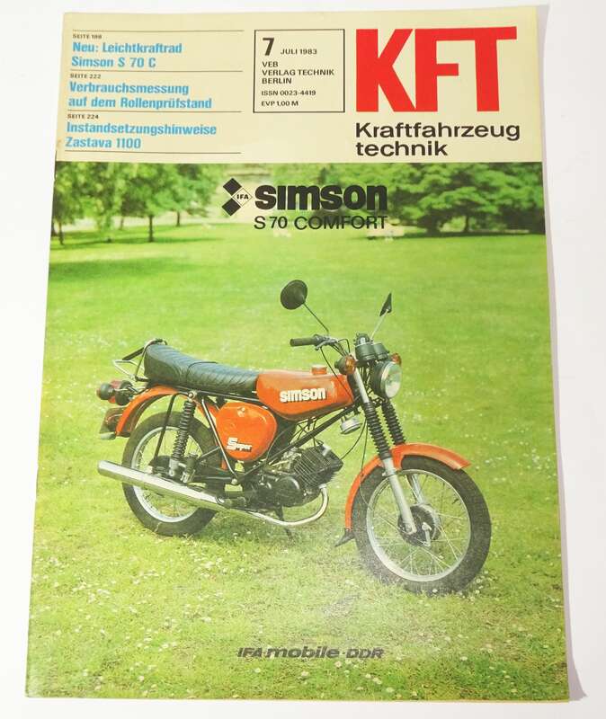 KFT Kraftfahrzeugtechnik Zeitschrift 7 1983 Simson S70C Zastava 1100 