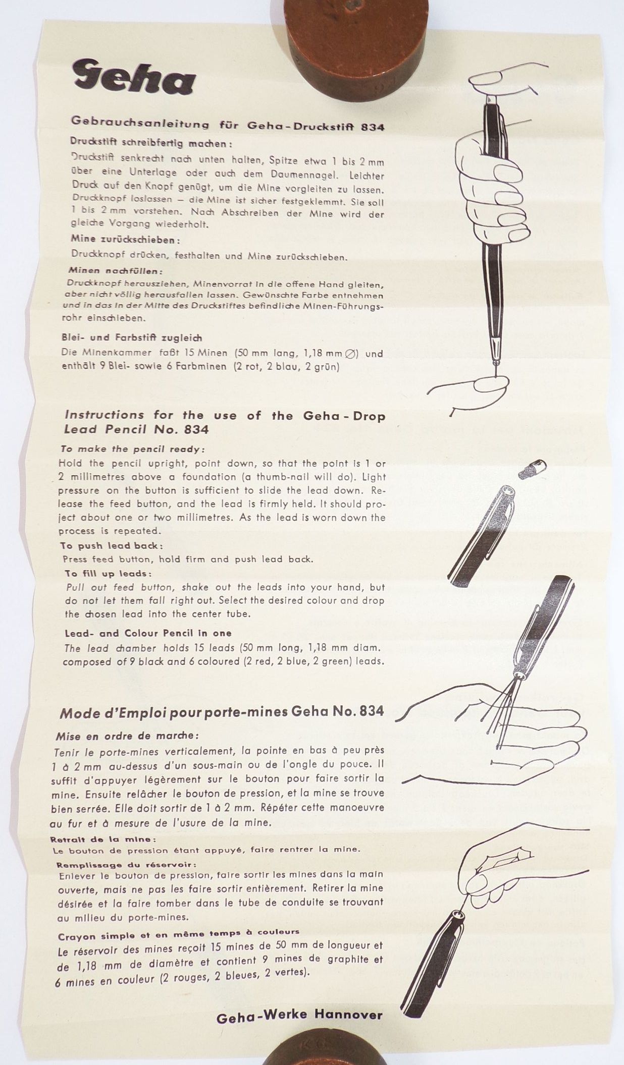 Geha 834 Druckbleistift grün Minenstift Fallminenstift OVP Bosch Reklame