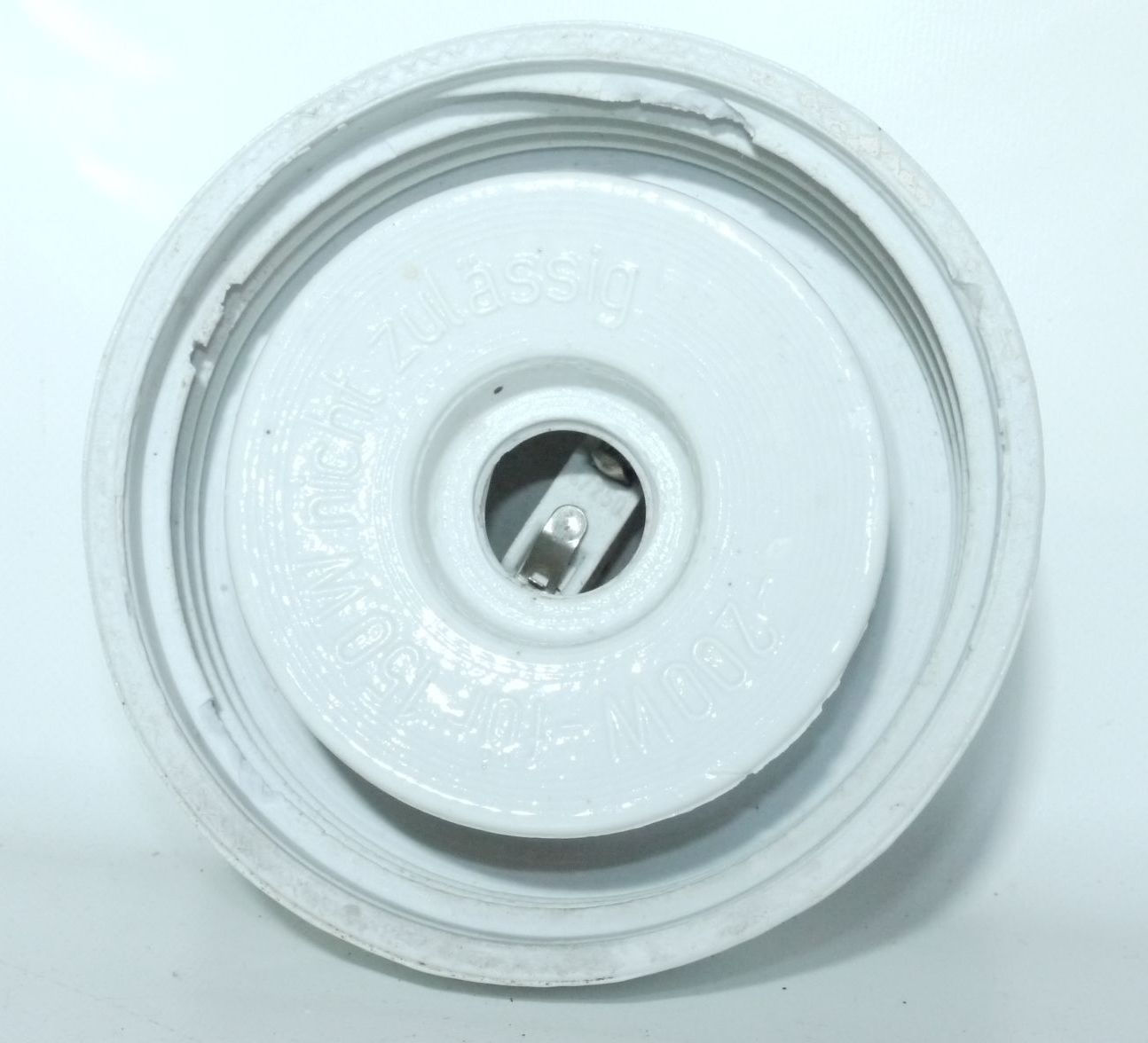 Alte Kugellampe IP41 Glas Weiß Außenlampe Porzellan Fassung