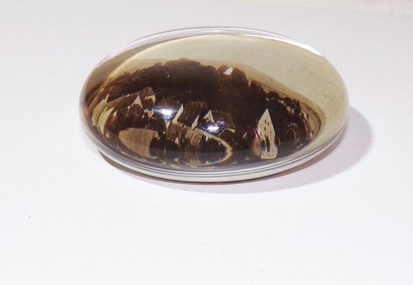 Alter Briefbeschwerer Berggießhübel Andenken Glas paperweight 