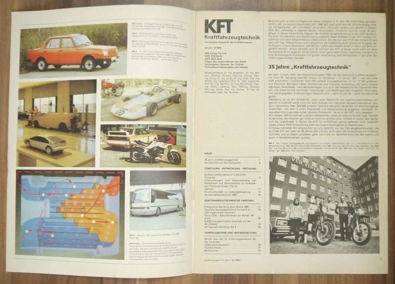 KFT IFA Wartburg Januar 1986 Zeitschrift Kraftfahrzeugtechnik VEB Berlin Technik