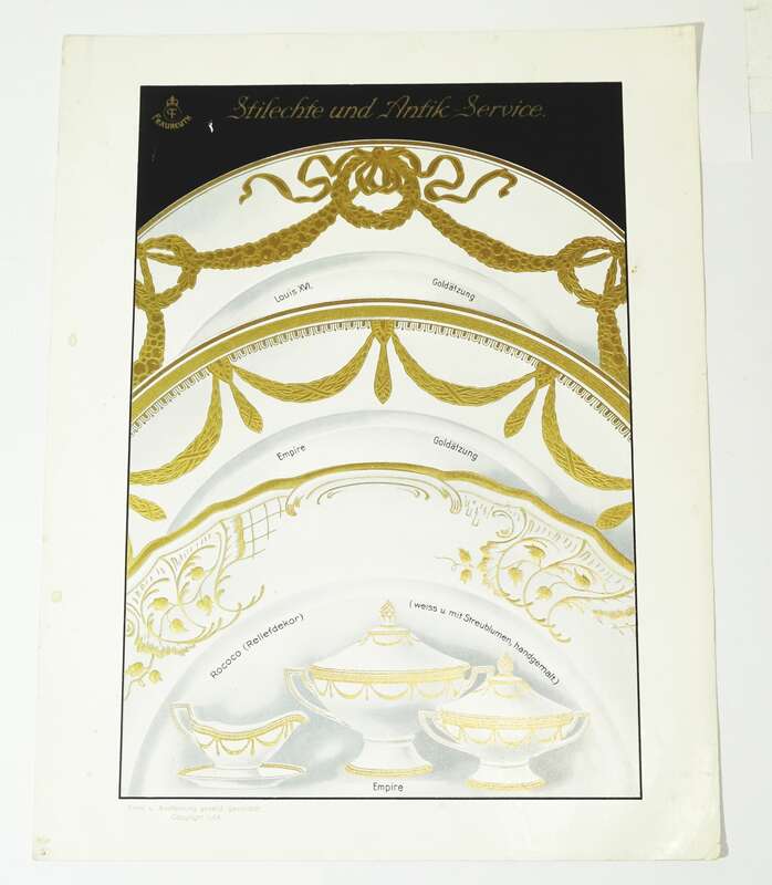 Druck Porzellan Fraureuth AG Empire Service aus Katalog Muster Print Vintage 