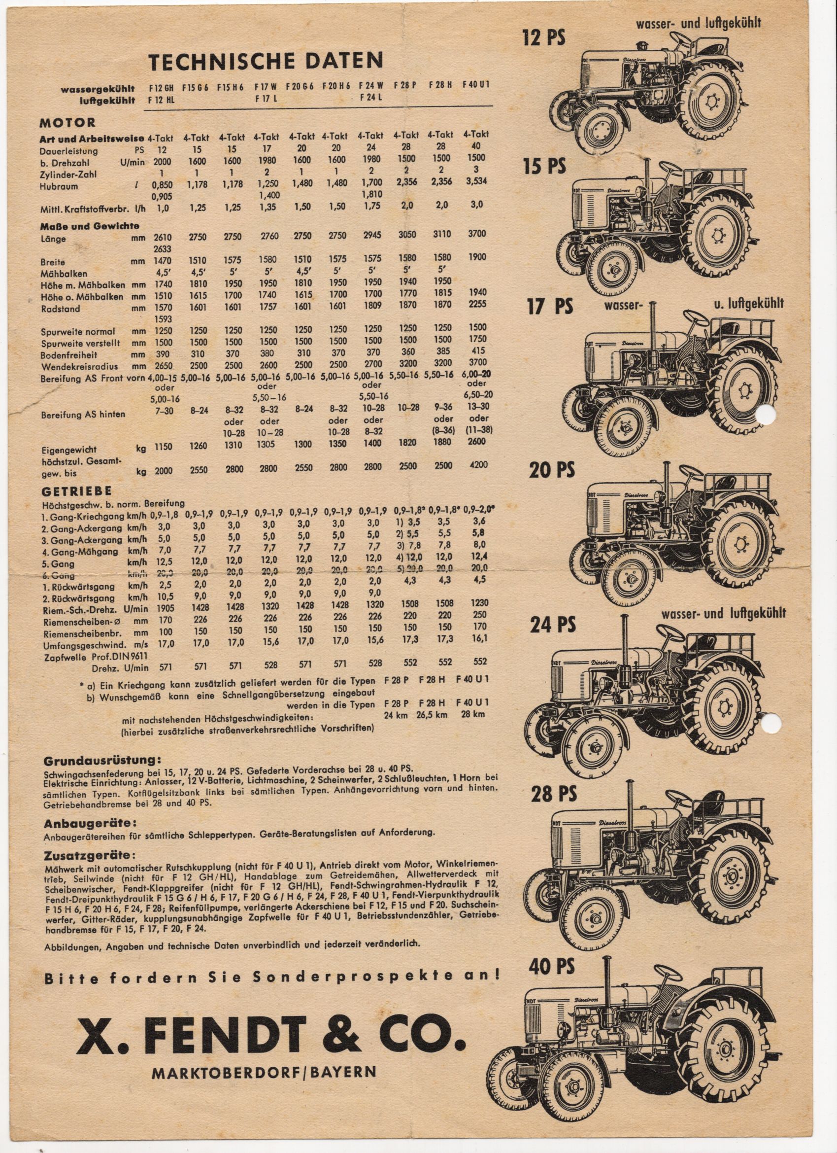 Altes Werbeblatt Fendt Traktor Trecker Dieselross 