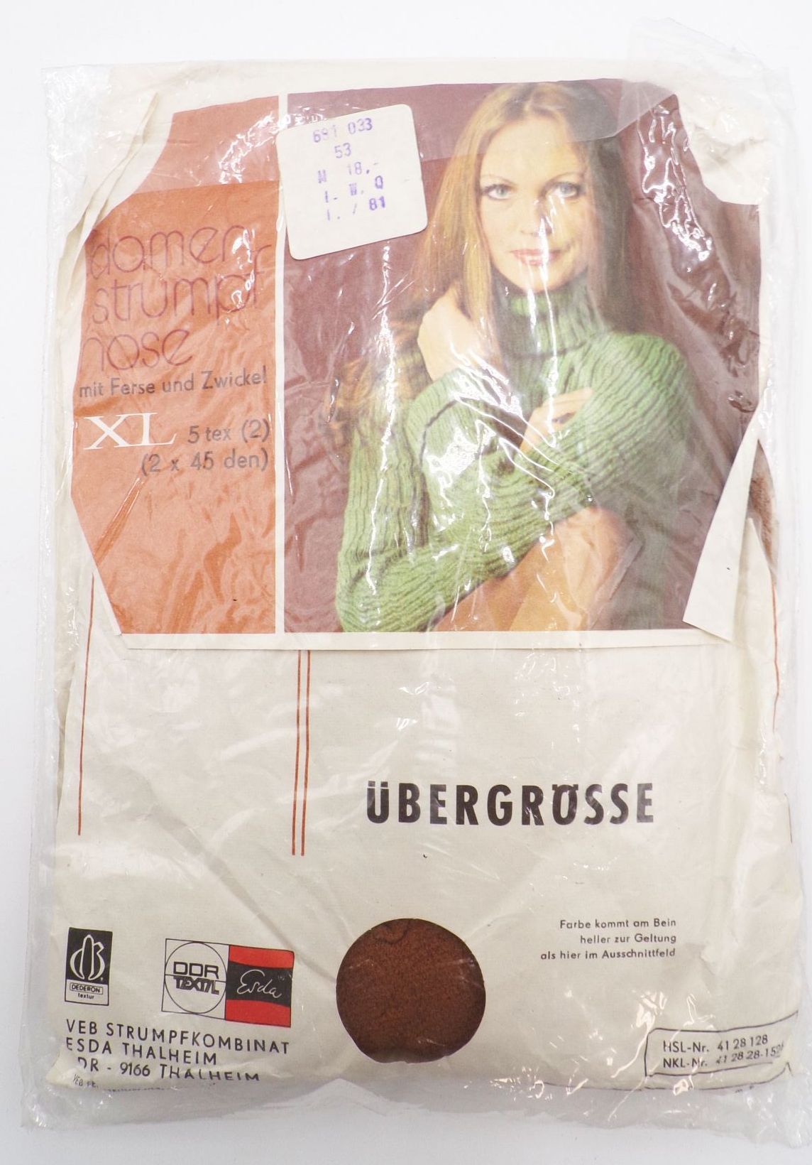 Esda XL Damen Strumpfhose DDR Größe M53 OVP 2 x 45 den 