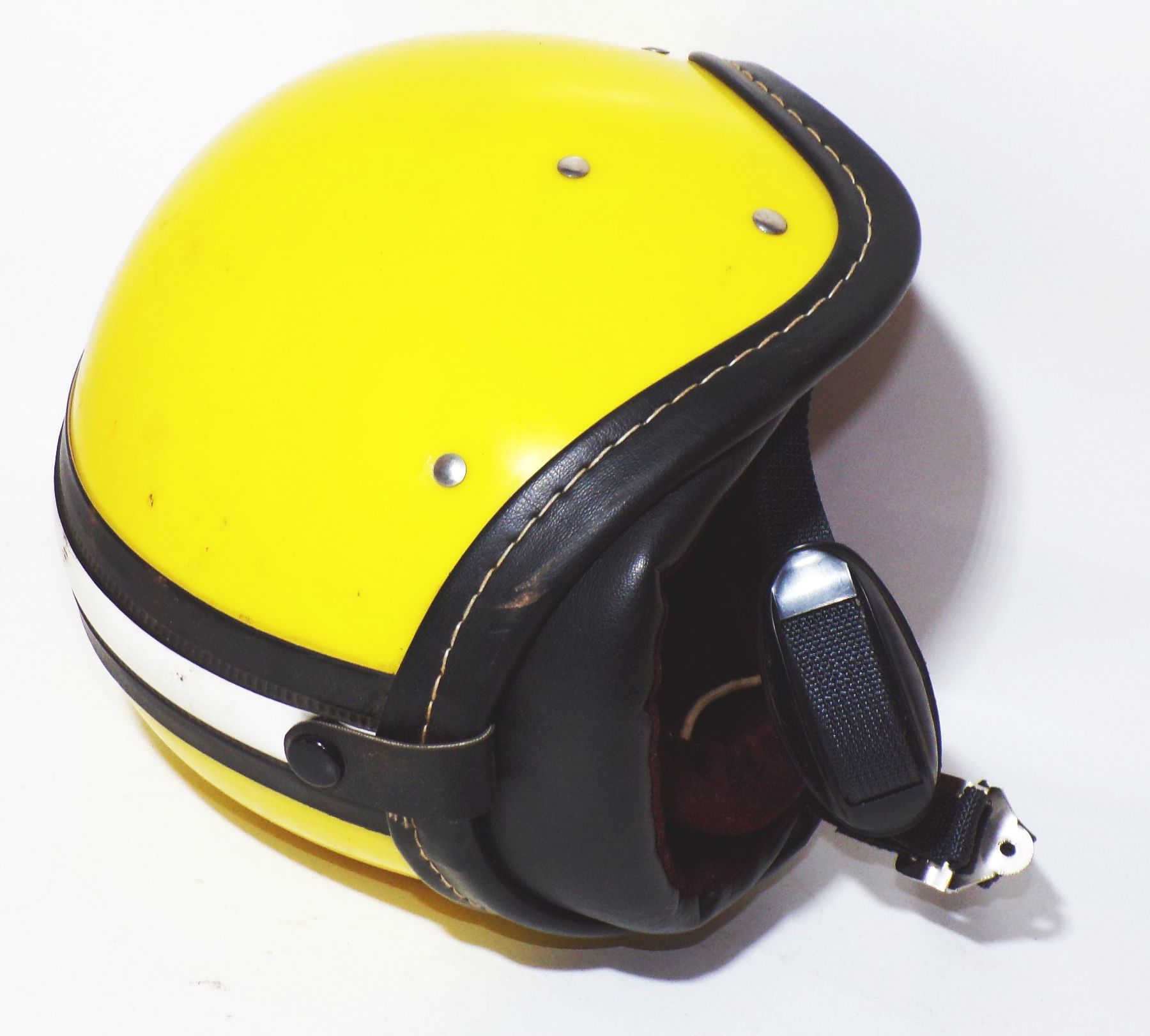DDR Halbschale Mopedhelm Gelb Größe 58 mit Brille Eierschale 