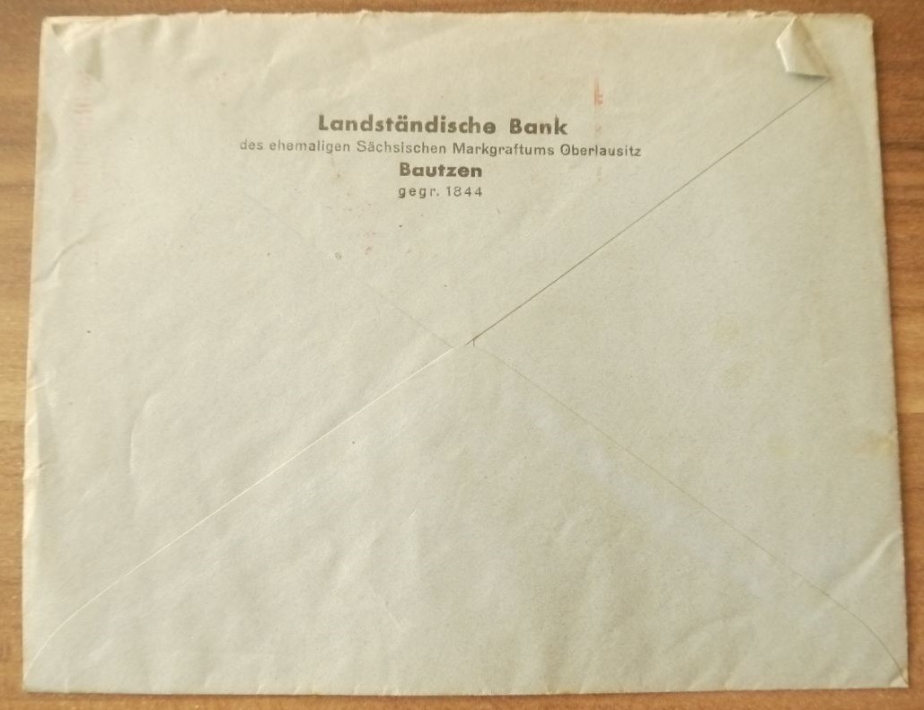 Brief Bautzen Deutsches Reich 1934 Landständische Bank