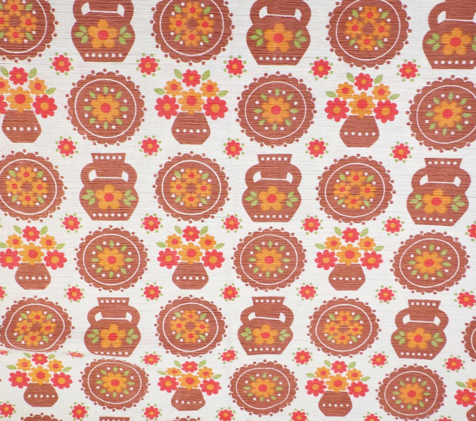 DDR Stoff Küchenmotiv 70er Jahre Retro 4 Stück Gardinenstoff Vorhang 