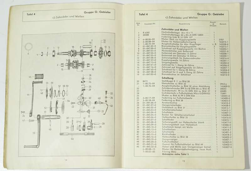 Ersatzteilliste Kraftrad Typ RT125 VEB Motorradwerk Zschopau 1961