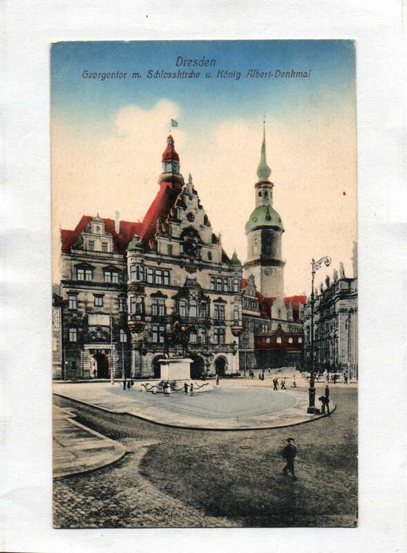 Ak Dresden Georgentor m. Schloßkirche u. König Albert-Denkmal