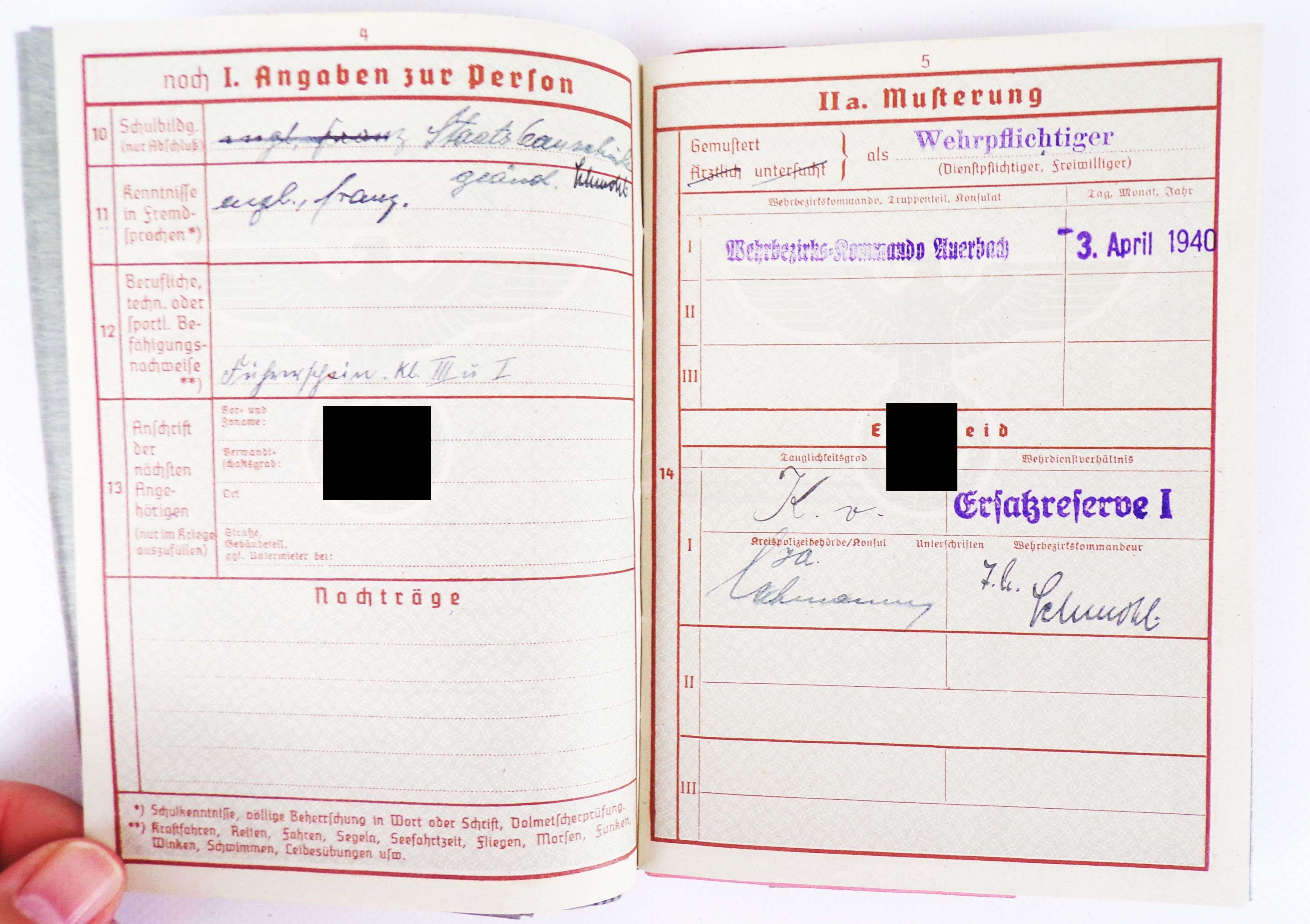 Wehrpass 2 Wk Hülle 1940 Auerbach Wehrpass 2 Wk Hülle 1940 Auerbach