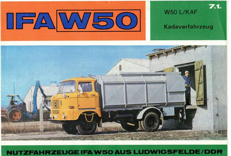 Prospekt Ifa W50 Kadaverfahrzeug 1972 DDR LKW Nutzfahrzeug (H3
