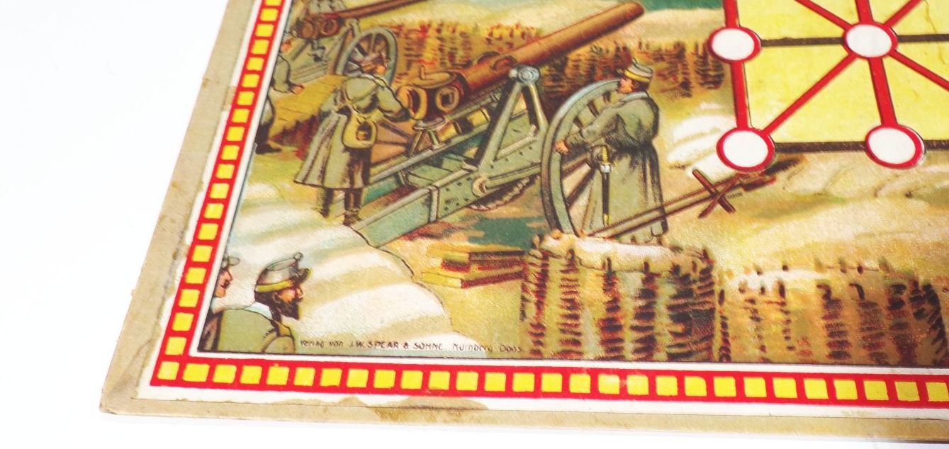 Spear u Söhne Belagerungsspiel Spielbrett um 1910 militärisches Brettspiel