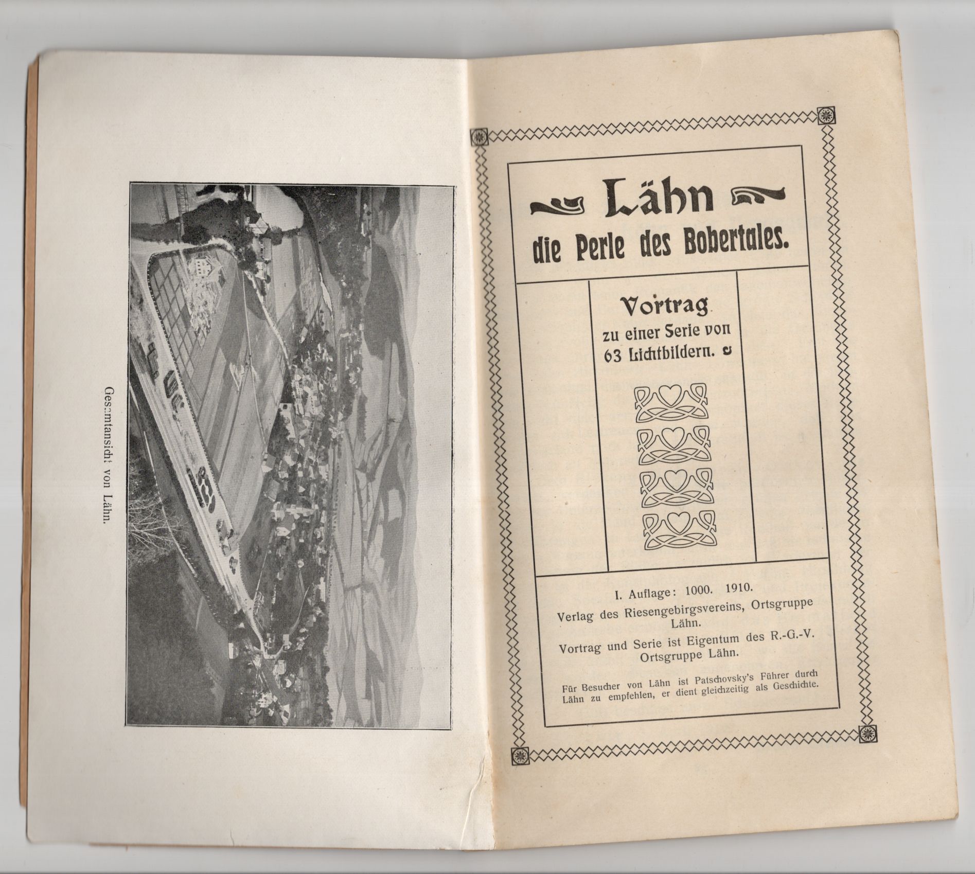 Lähn der Perle des Bobertales Vortrag zur einer Serie von 63 Lichtbildern 1910