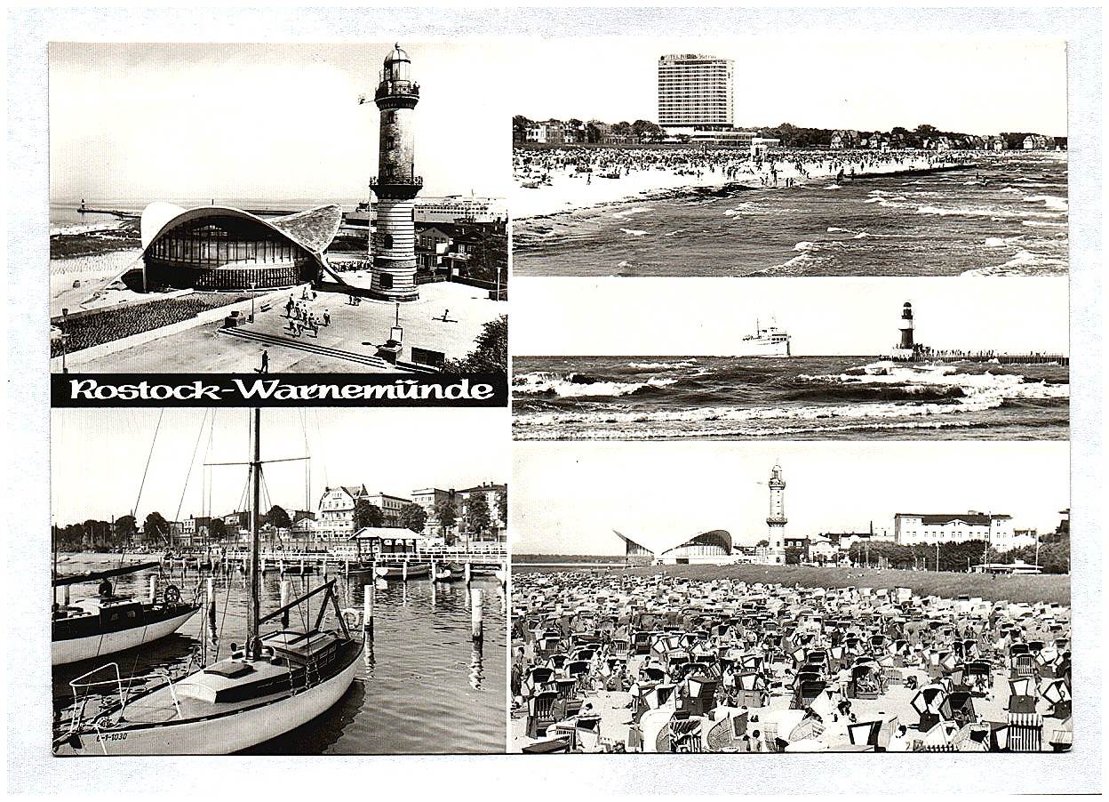 Ak Gaststätte Teepott und Leuchtturm Warnemünde Rostock Echtfoto DDR Blick zum Hotel Ak Gaststätte Teepott und Leuchtturm Warnemünde Rostock Echtfoto DDR Blick zum Hotel