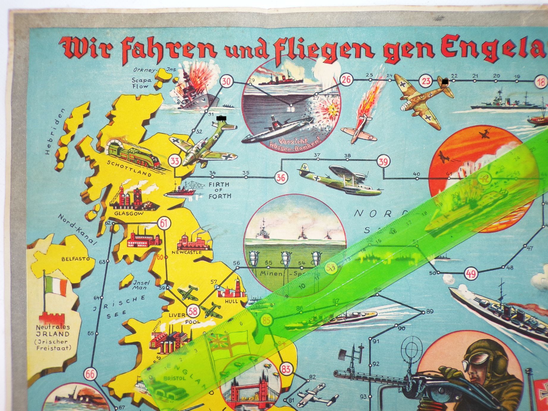Wir fahren und fliegen gegen Engeland 2 Wk Brettspiel Kriegsspiel mit Figuren selten