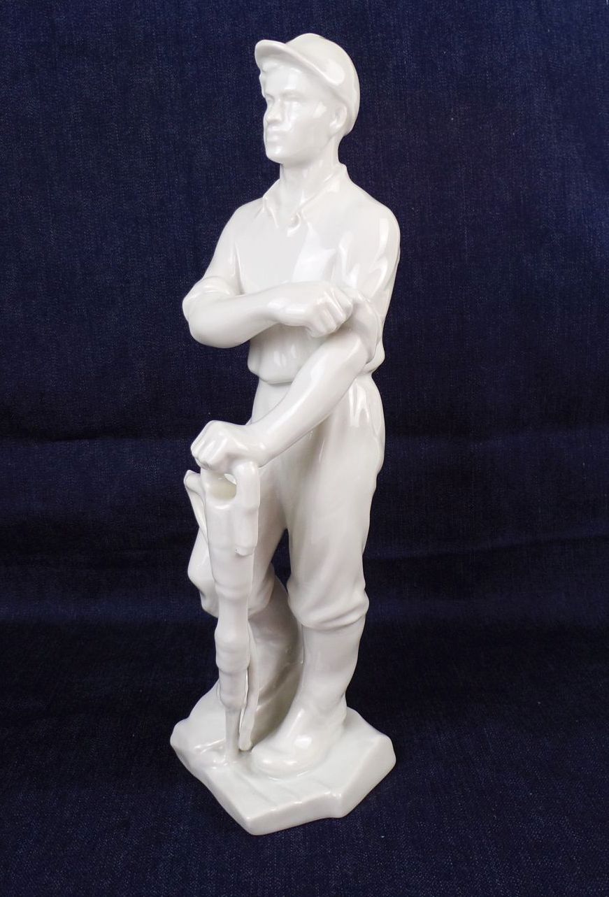 Herend Porzellan Figur Bergmann Bergbau Weiß 35 cm Jenő Hanzély