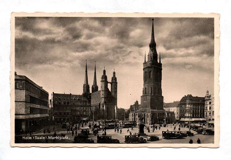 Ak Foto Halle Saale Marktplatz 1938