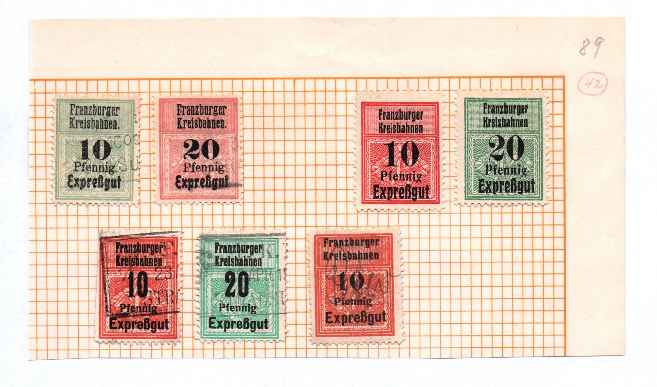 Lot alte Frachtbrief Marken Franzburger Kreisbahnen Expreßgut Schmalspur Lot alte Frachtbrief Marken Franzburger Kreisbahnen Expreßgut Schmalspur
