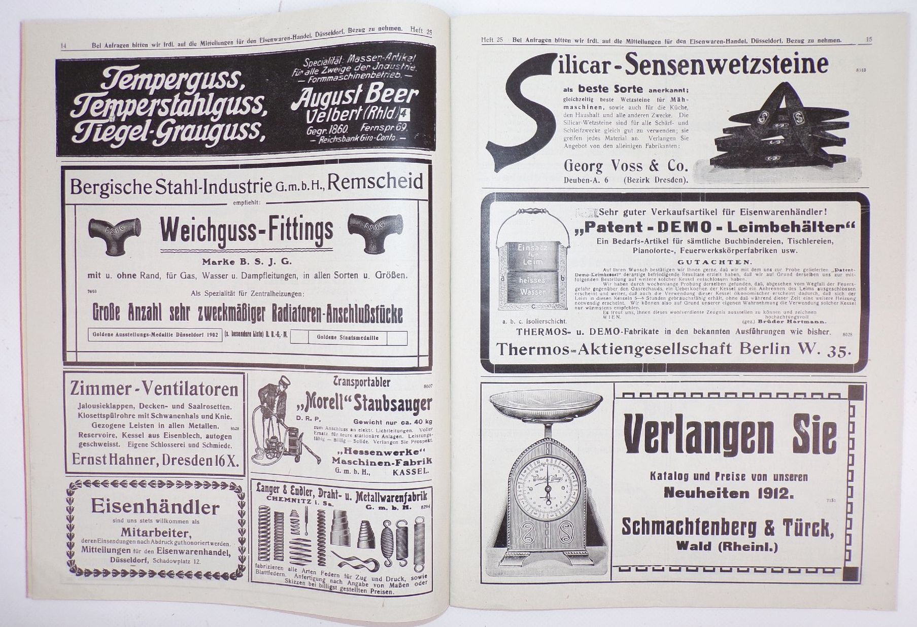 Mitteilung für den Eisenwaren Handel Düsseldorf Reklame Anzeiger 1912 Zeitschrift 