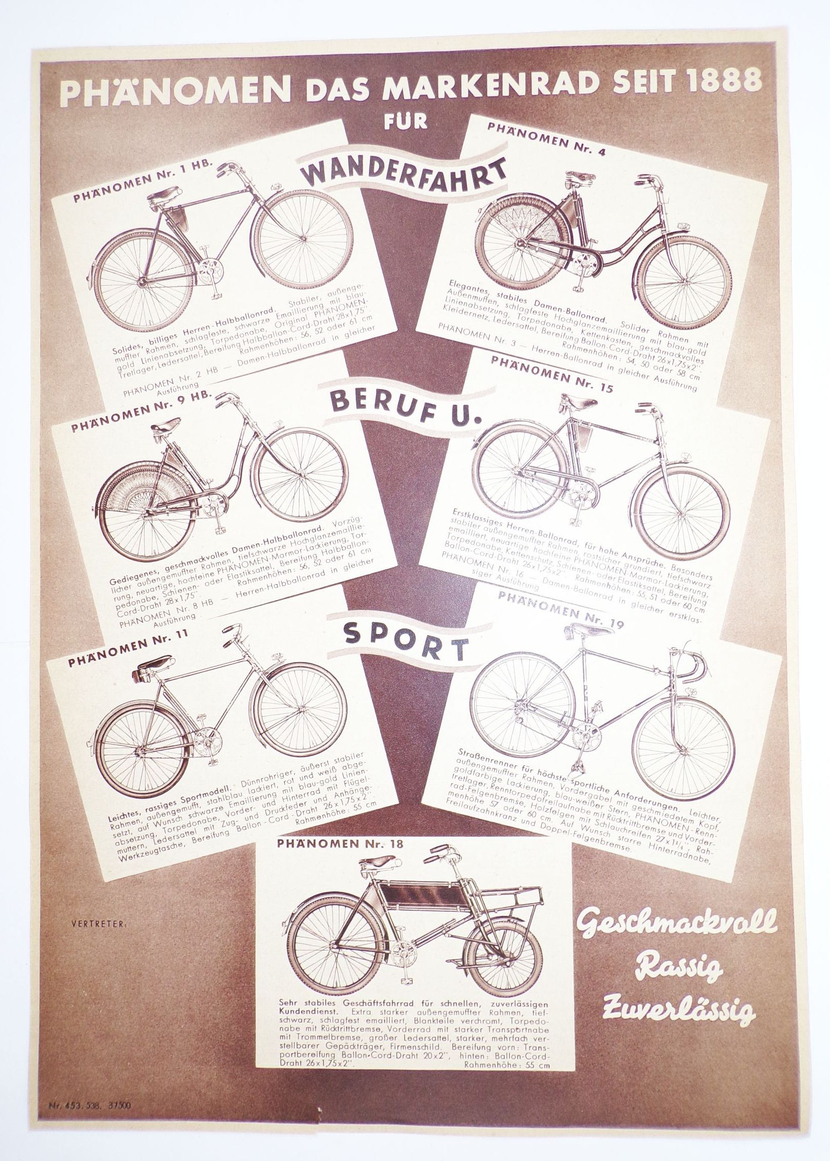 Phänomen Fahrrad Zittau Werbeblatt 1938 Reklame Sammler bicycle