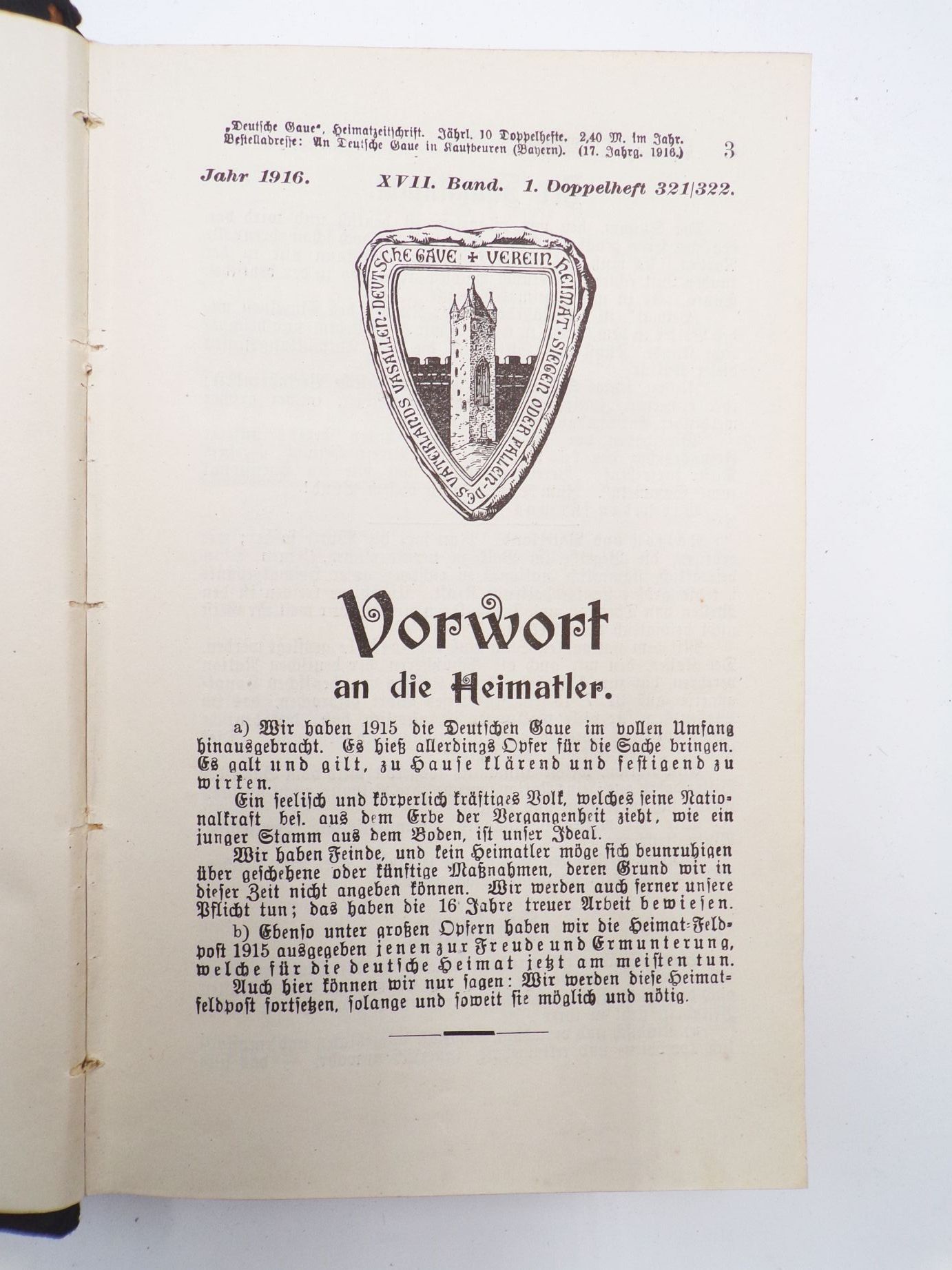 Deutsche Gaue Zeitschrift für Heimatforschung und Heimatkunde 7 Bände