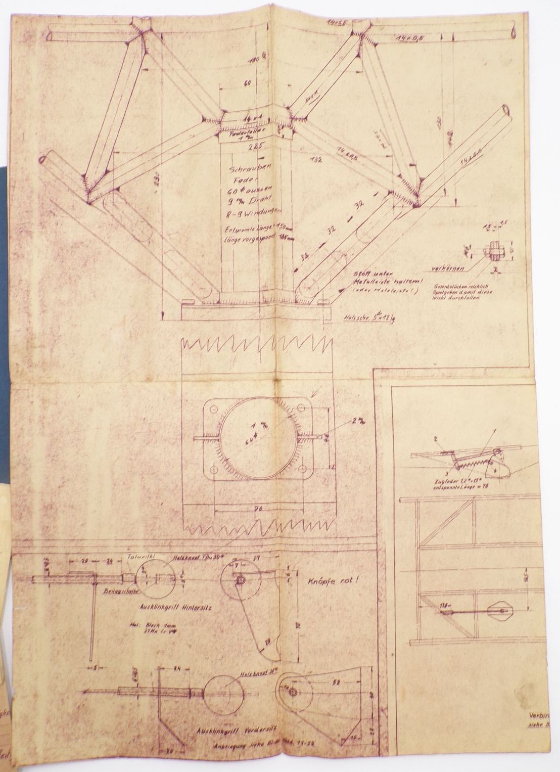 Mappe Baupläne Scheibe Flugzeugbau Dachau 1955 Mü13E Bergfalke 